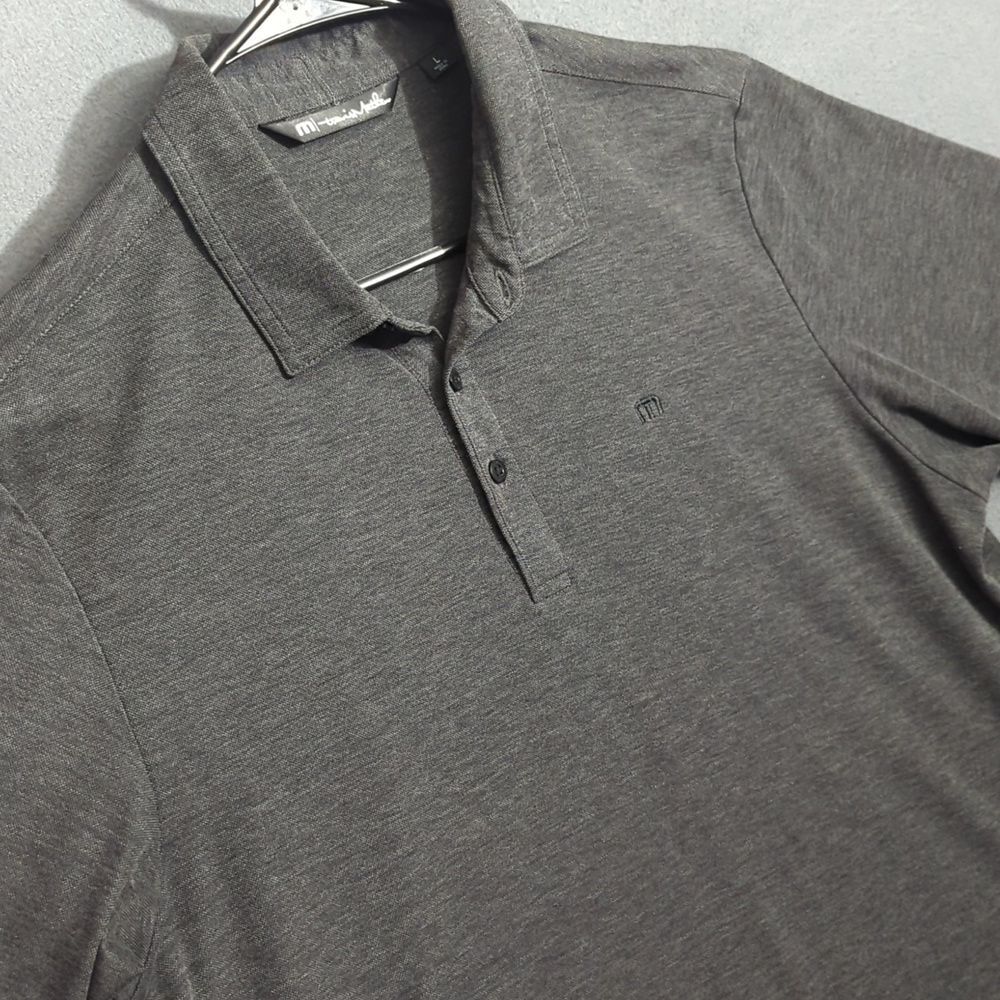 Travis Mathew Shirt Men's L Gray Polo Performance Golf Pima